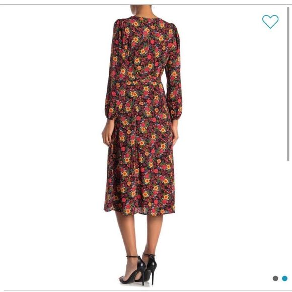 NWT Bobeau Floral Long Sleeve Midi Dress - Picture 2 of 2